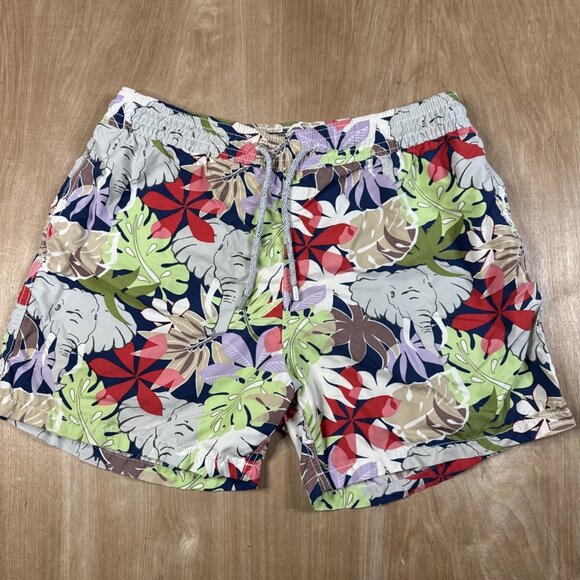 Vilebrequin Mens Floral Print Elephants Lined Swim Shorts Size Large - Picture 1 of 7